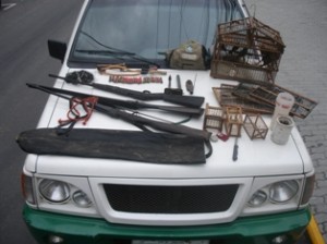 Polícia Ambiental faz apreensão de armas e pássaros