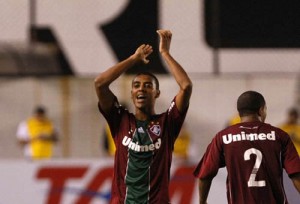 Alan comemora o gol da vitória do Fluminense contra o Santos