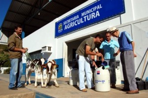 O prefeito Cláudio Cerqueira Bastos, o popular Claudão (D), acompanhou de perto as explicações dos técnicos da Secretaria de Agricultura