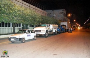 Os donativos foram transportados em comboio até a cidade de Nova Friburgo