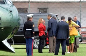 Obama e Patrícia Presidente dos EUA esteve na Gávea na manhã deste domingo e encontrou com a dirigente rubro-negra