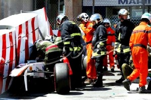 Perez Acidente O mexicano Sergio Perez foi levado para o hospital após acidente em Mônaco