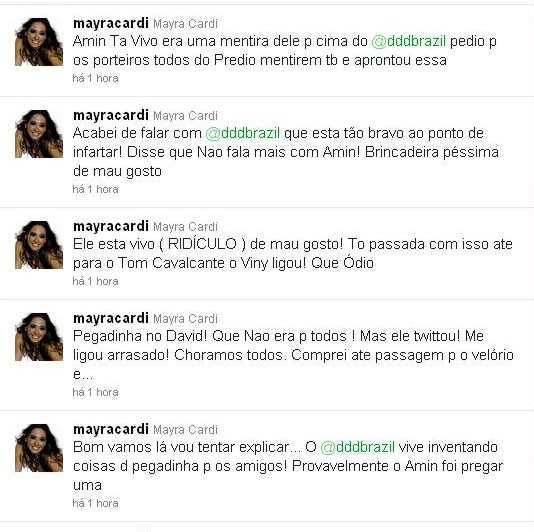 Mayra Mayra contou no seu Twitter como foi a "brincadeira"