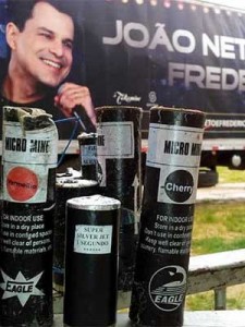 Artefato usado por dupla durante show em Serra Negra causou acidente  (Foto: André Natale/ EPTV)