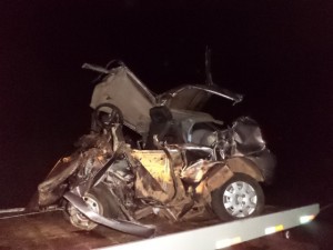 Vítimas morreram na hora, segundo a Polícia Rodoviária Federal. Carros colidiram frontalmente no km 698,7 da BR-392 (Foto: Adriano Turchiello/Polícia Civil)