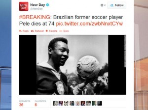 Rede americana CNN "mata" Pelé no momento em que ele viajava para Nova York Rede americana CNN "mata" Pelé no momento em que ele viajava para Nova York