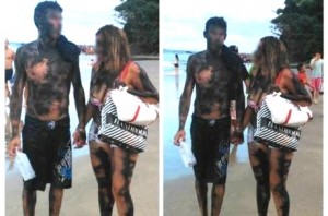 Casal foi "pichado" após escrever em pedra no Guarujá