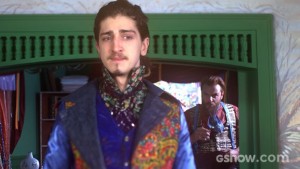 Nando fica sem graça com Pedro Falcão (Foto: Meu Pedacinho de Chão/TV Globo)