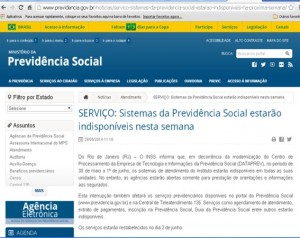 Sistemas de atendimento da Previdência ficam fora do ar até domingo